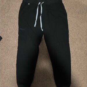 Figs Black Jogger Pants with Gray Drawstring